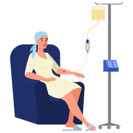 Oncology patient having a chemotherapy  Illustration