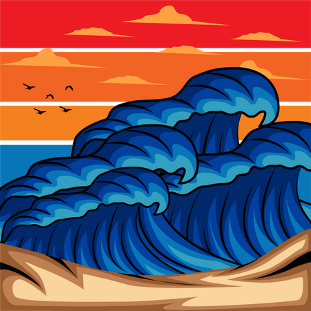 Ondas no oceano  Ilustração