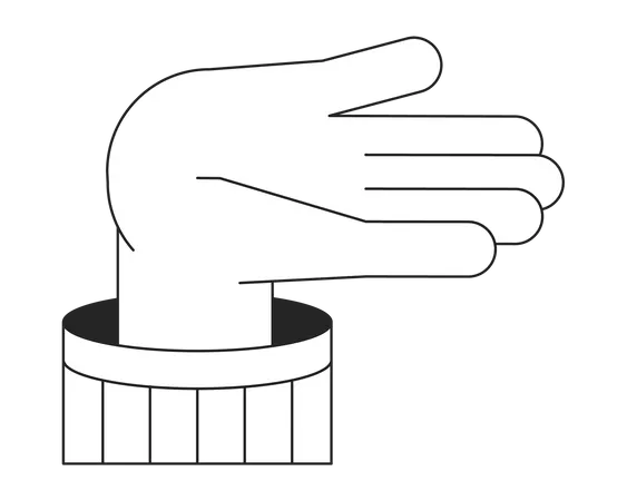 One Bare Hand With Sleeve Raised Up Flat Line Black White Vector First View Hand Editable Isolated Outline Icon Gesture Simple Cartoon Style Spot Illustration For Web Graphic Design Animation Illustration