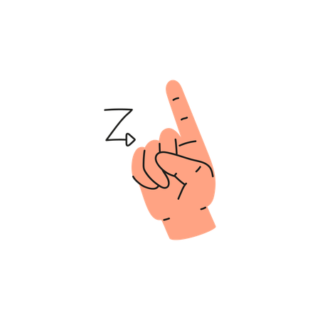 One hand manual letter Z  Illustration