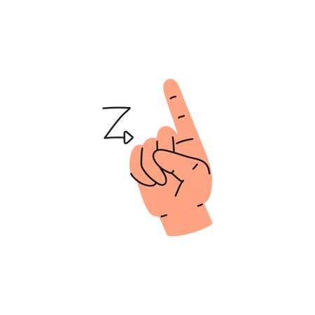 One hand manual letter Z  Illustration