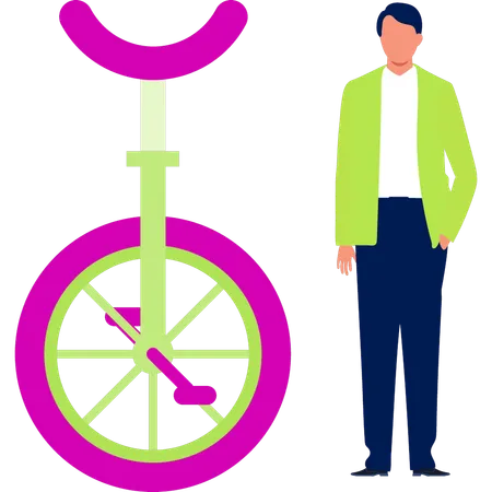 One wheel cyclist  Illustration