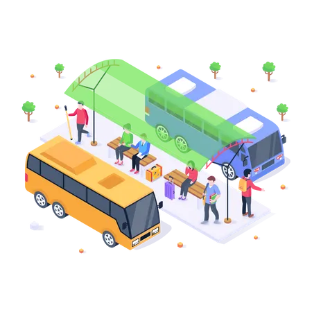 Passageiros de ônibus  Ilustração