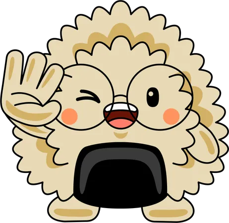 Onigiri Mascot Character saying hello  Illustration