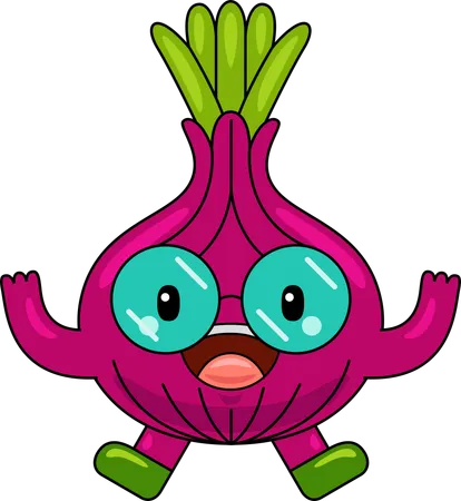 Onion Mascot Character jumping in air  Illustration