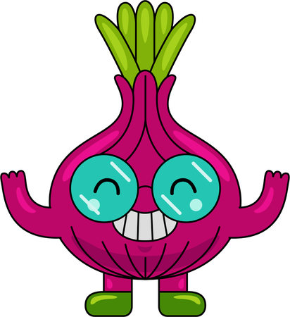 Onion Mascot Character raising both hands  Illustration