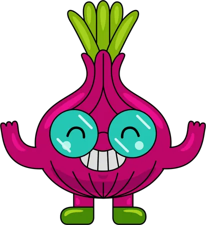 Onion Mascot Character raising both hands  Illustration