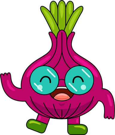 Onion Mascot Character waiving hand  Illustration