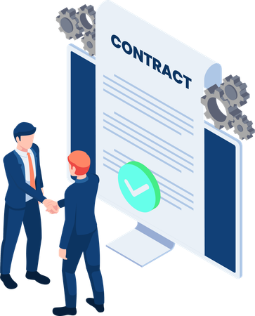 Online agreement contract document  Illustration