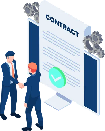 Online agreement contract document  Illustration
