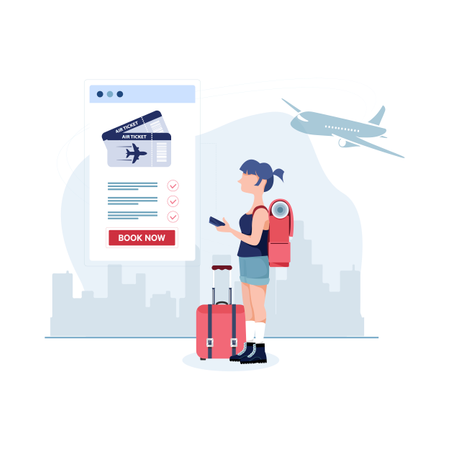 Online air ticket booking through application  Illustration