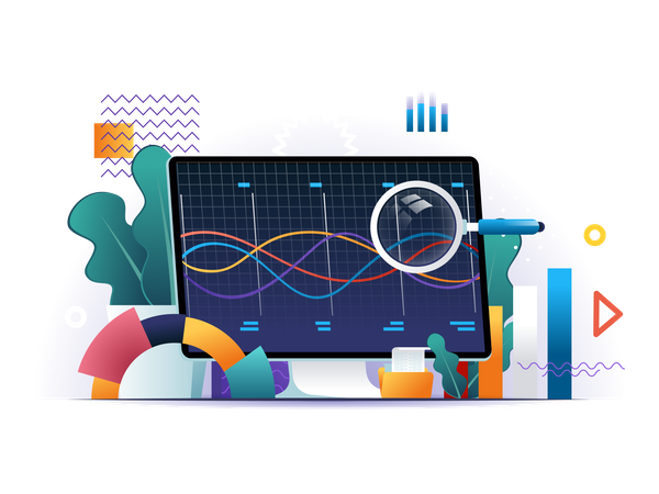 Online analysis tools, software development company  Illustration