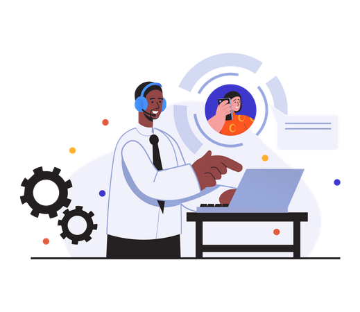 Online and calling customer support  Illustration