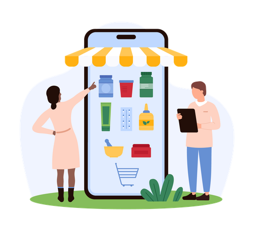 Mobile Anwendung für Online-Apotheken  Illustration