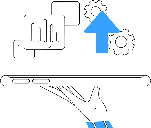 Online-Arbeiten vom Handy  Illustration