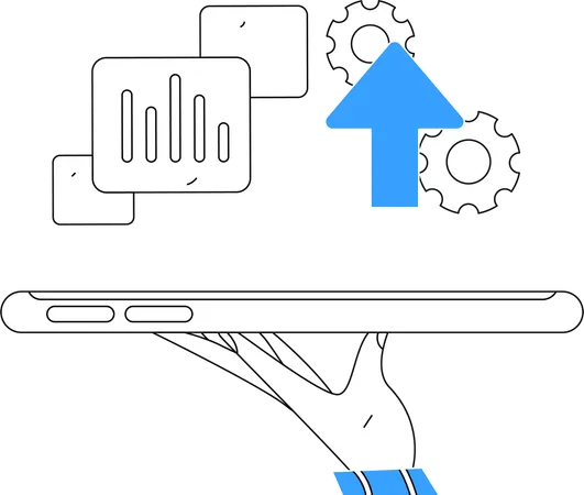 Online-Arbeiten vom Handy  Illustration