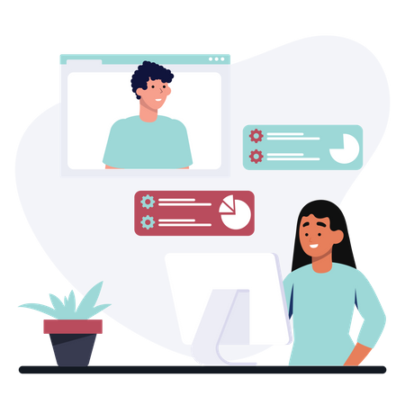 Online-Arbeitsdiskussion  Illustration