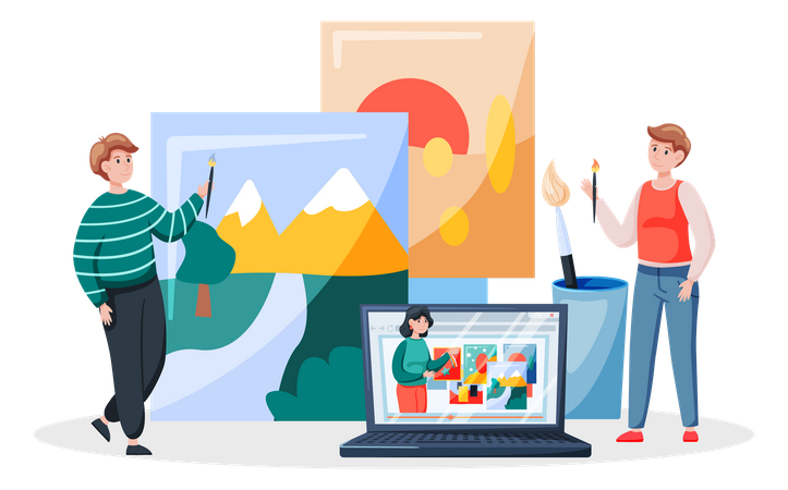 Online art class  イラスト