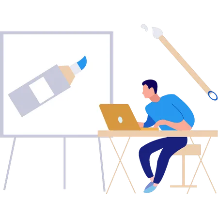 Online art learning  Illustration