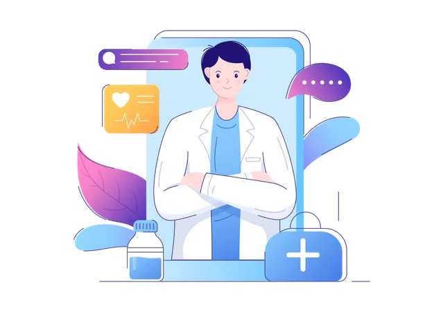 Online-Arzt-Gesundheits-App  Illustration