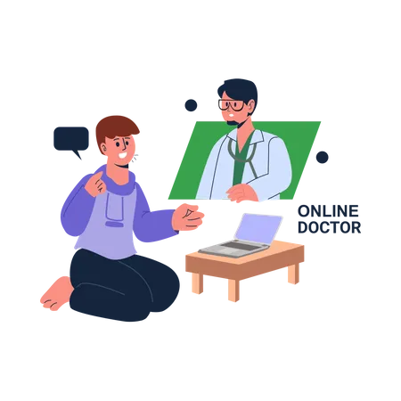 Online-Arztkonsultation  Illustration