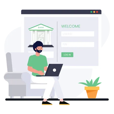 Online Bank  Illustration