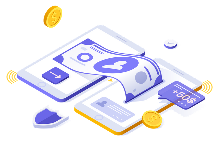 Online Bank Transfer  Illustration