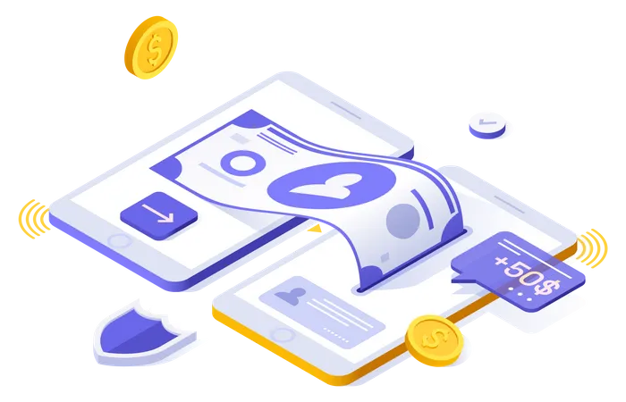 Online Bank Transfer  Illustration