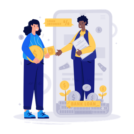 Online-Bankdarlehen  Illustration