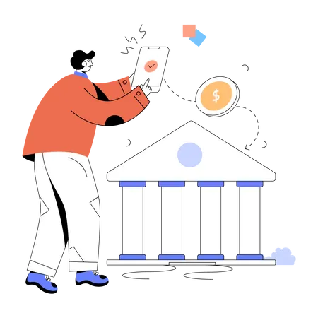 A Handy Flat Illustration Of Online Banking Illustration