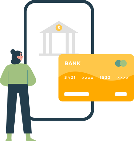 Online Banking in Mobile App  Illustration