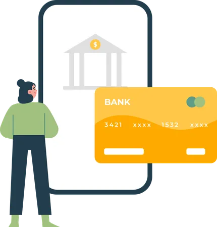 Online Banking in Mobile App  Illustration