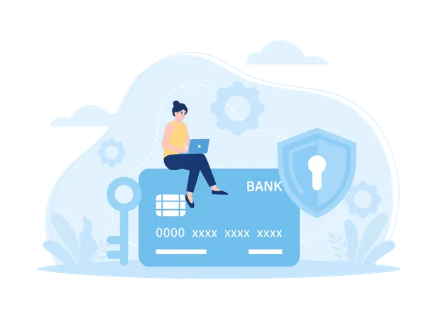 Online Banking Security Trending Concept Flat Illustration Illustration