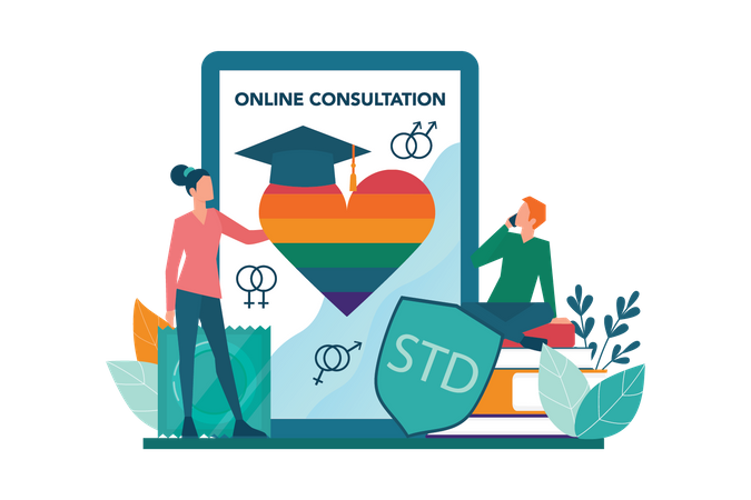 Online-Beratung zum Thema Sex  Illustration
