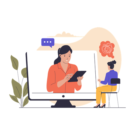 Online-Beratung zur psychischen Gesundheit  Illustration