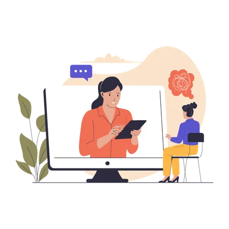 Online-Beratung zur psychischen Gesundheit  Illustration