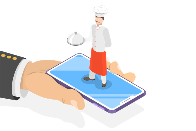 Online-Bestellung von Essen über die Essens-App  Illustration