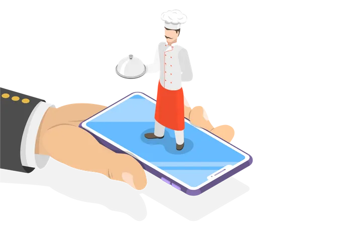 Online-Bestellung von Essen über die Essens-App  Illustration