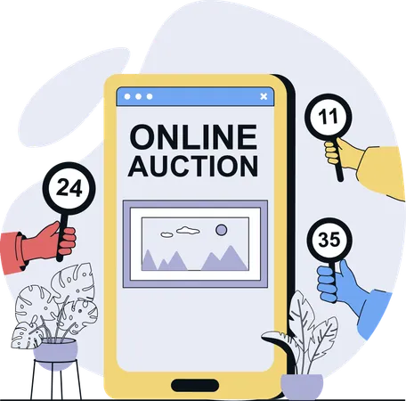 Online bidding event  Illustration