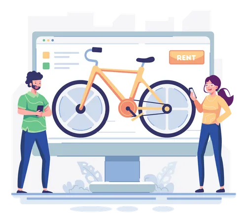Online bike rental service website Illustration
