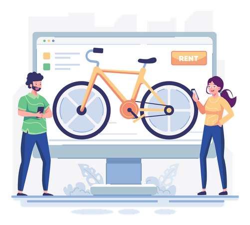 Online bike rental service website  Illustration