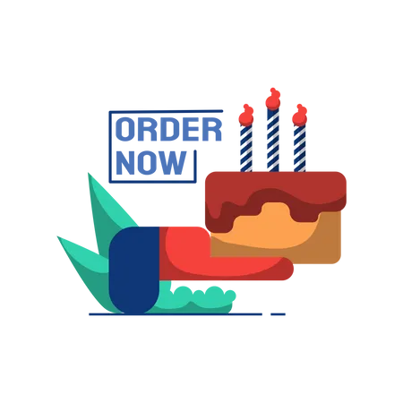 Birthday Cake Order Online App Flat Illustration Character Concept Of A Hand Carrying A Birthday Cake Suitable For Web And Mobile App Design Illustration