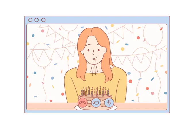 Online birthday party  Illustration