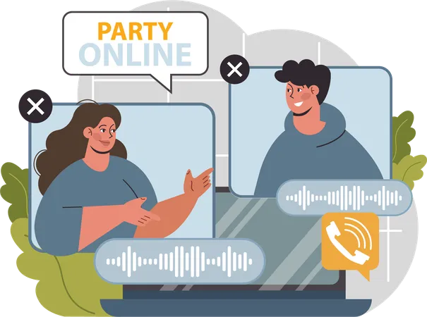 Online birthday party  Illustration