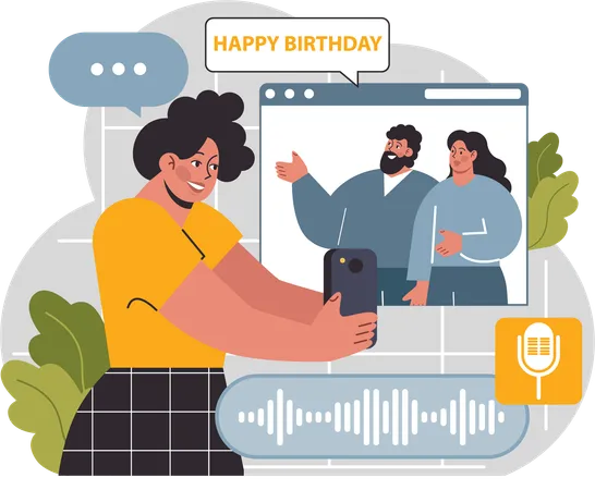 Online birthday wishes  Illustration