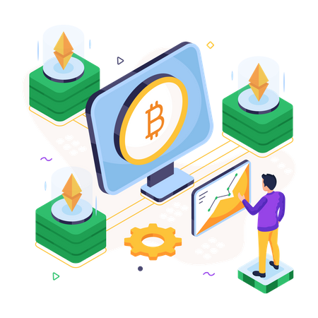 Online Bitcoin  Illustration