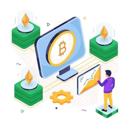 Online Bitcoin  Illustration