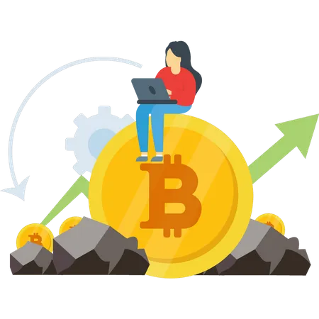 Online bitcoin mining  Illustration