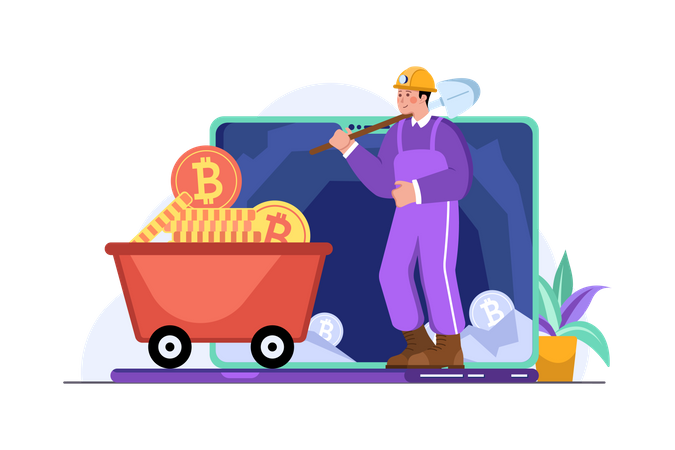 Online bitcoin mining Illustration