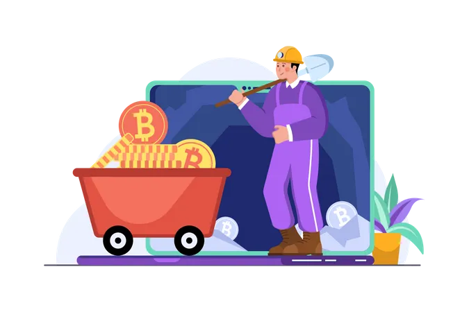 Online-Bitcoin-Mining  Illustration